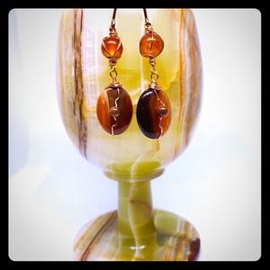 Agate,carnelian and copper earrings
